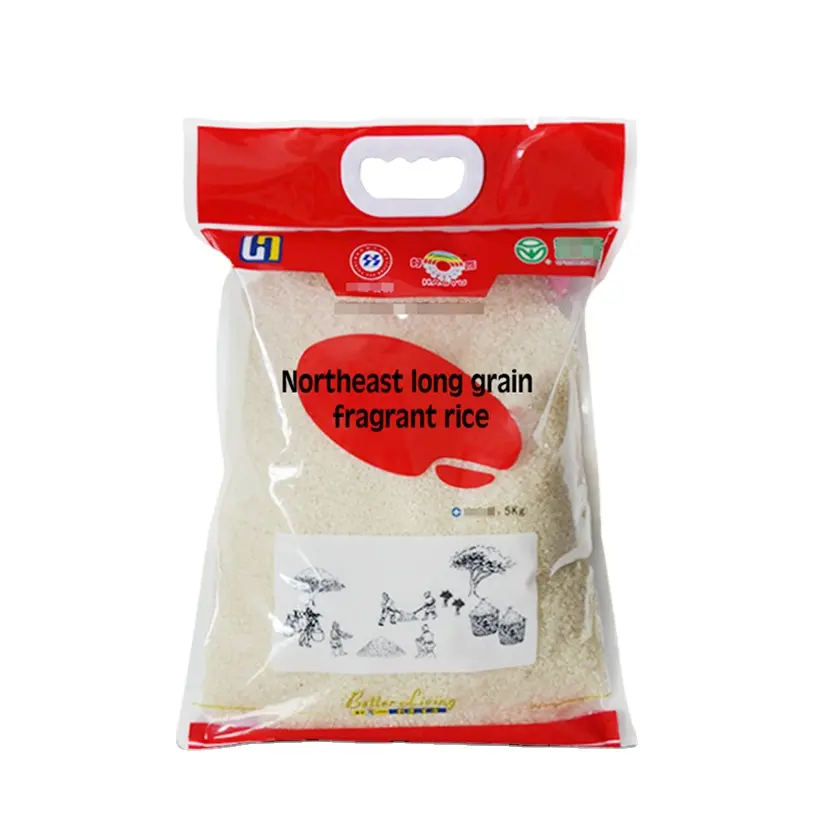 Saco de arroz impresso feito sob encomenda, saco de plástico para arroz, selador a vácuo, saco de arroz