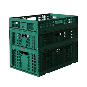 ENLIGHTENING-PLAST Supermarket Blue Collapsible Plastic Foldable Vegetable Crate Injection Molding Machine Plastic Crate