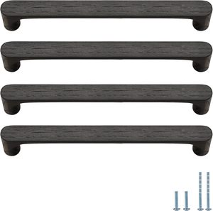 <b>Black</b> Wood <b>Door</b> Pull Handle 153mm Minimalist Bar Cabinet Hardware for Kitchen Outdoor Use - Product Image 3