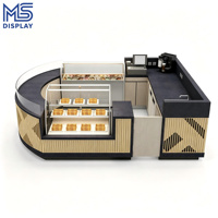 Kiosque à glaces rond personnalisé avec vitrine réfrigérée, comptoir de boulangerie, bar à desserts en bois pour centre commercial, aire de restauration, café