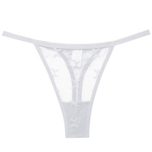 Tanga Gris de Encaje sin Costuras con Diseño de Mariposa y Aberturas, Estilo Sexy y Puro para Mujer - Product Image 6