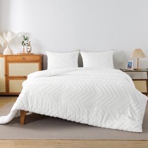 Trắng giường 3pcs <span class=keywords><strong>Comforter</strong></span> bộ đồ giường Trắng Boho chần mềm mịn nhẹ sợi nhỏ thoải mái bộ đồ giường - Product Image 2