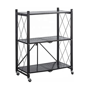 Carrito <span class=keywords><strong>de</strong></span> cocina plegable, Unidad <span class=keywords><strong>de</strong></span> estante <span class=keywords><strong>de</strong></span> Metal para casa y oficina, estante <span class=keywords><strong>de</strong></span> almacenamiento, rueda - Product Image 2