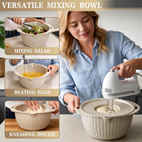 4-in-1 vergiet met kommenset 360 °   Draaibare zeefkom met 3 raspen, deksel & antislipbodem voor pasta, fruit en groenten