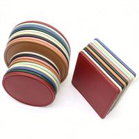 Sous-verre en cuir PU personnalisé, écologique, classique, avec logo, vente en gros, diamètre 9,6 cm, pour boissons, cadeau promotionnel