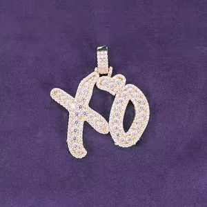 Colgante de racimo <span class=keywords><strong>XO</strong></span> de Plata de Ley 925 Hip Hop Iced Out Bling Pass Diamond Tester VVS Moissanite Letter Men Women's Charms - Product Image 5