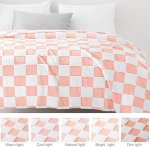 Couverture en polaire minky coréenne en flanelle douce et chaude à carreaux pour lit et canapé – Vente en gros - Product Image 4