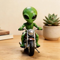 Statue de jardin en résine créative personnalisée HQ Dropshipping, Alien OVNI à moto, Ornement, Cadeaux originaux, Cadeau de bienvenue