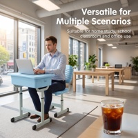 Ensemble de bureau et de chaise réglable en plastique moderne pour l'école, durable et épaissi, pour la maison et le bureau