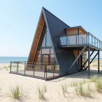 Maison d'appartement moderne de luxe à structure triangulaire en acier - Conception imperméable, durable et écologique pour salon et cour