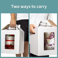 Wowxyz Lot de 3 boîtes à gâteaux jetables en carton de qualité alimentaire 12x12x14 pouces, design à étages, fenêtre et poignée pour mariages/fêtes d'anniversaire