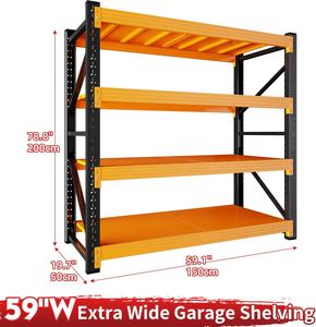 מערכת אחסון מדפים כפולה לעומק למחסן, מדפי אחסון תעשייתיים מפלדה, קיבולת גדולה, לעומס כבד - Product Image 2