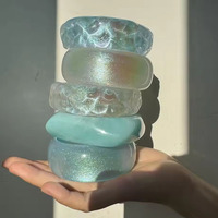Asymétrique Rond Carré Résine Manchette Bracelet Tendance Minimaliste Bleu Série Bracelet Chunky Bijoux Accessoire pour Femmes