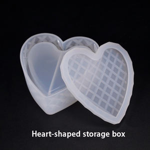 Силиконовая коробка для хранения ювелирных изделий в форме сердца, Подарочная коробка, форма «сделай сам», украшение для дома, форма для геометрического цветочного горшка, крышка - Product Image 4