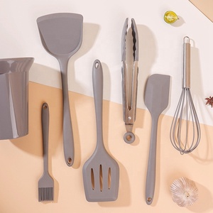 Wholesale 7pcs <strong>Kitchen</strong> Non-Stick Cooking <strong>Accessories</strong> Heat Resistant Green Pink <strong>Grey</strong> Silicone Spatula Spoon <strong>Kitchen</strong> Utensils Set - Product Image 4