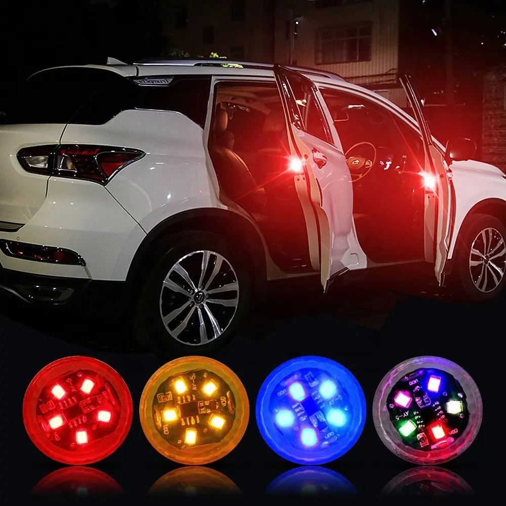 Universal Wireless Car Door LED Warning Light Red Strobe Flashing Anti Collision Signal LED Safety Lamps