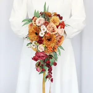 ychon bride holding bouquet simulation plant