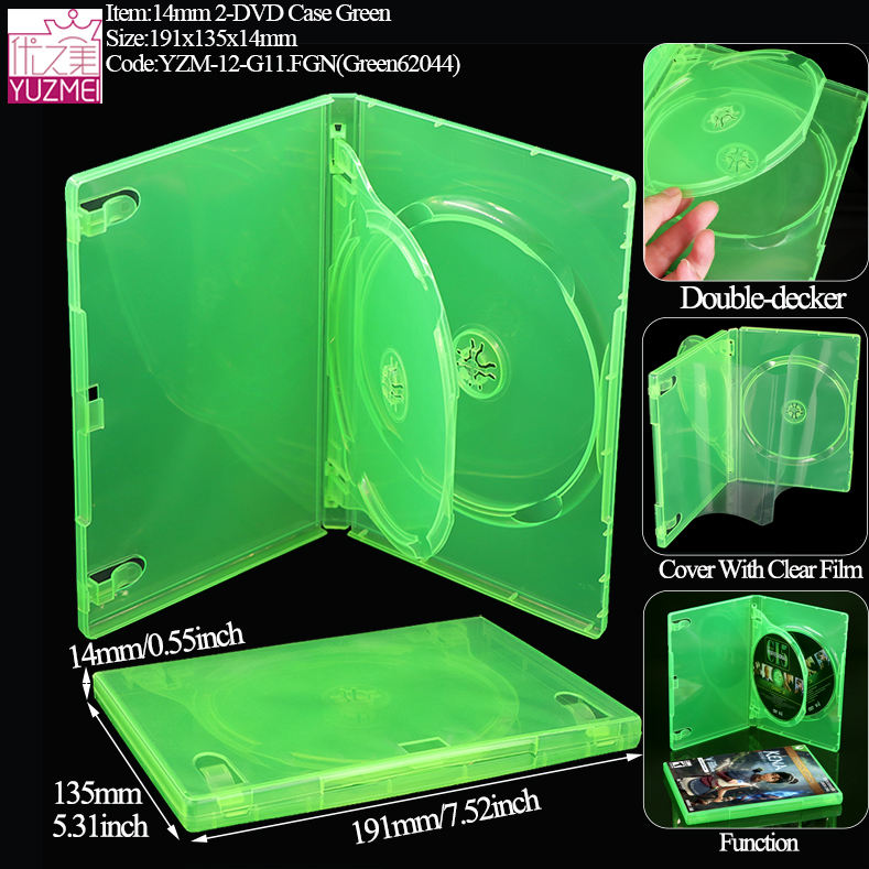 Boîtier 2 DVD 14 mm G11 - Vert fluorescent