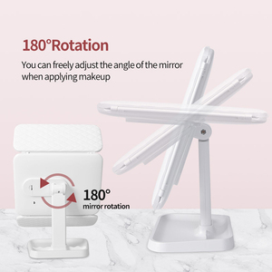 Đèn <span class=keywords><strong>Led</strong></span> Xoay 360 Độ Theo Yêu Cầu Của Nhà Sản Xuất Kính Để Bàn Gương Gấp Ba Màu Trắng Hình Chữ Nhật Kèm Kính Lúp - Product Image 2