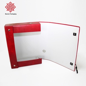 Baoren Factory Price Rigid Paperboard Gift <b>Boxes</b> With Snap Button Red Rectangle High-End Small Business Folding Packaging Box - Product Image 1