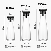 Carafe en verre borosilicate résistant à la chaleur avec couvercle hermétique sans BPA, pichet à eau transparent, pichet à boissons, hôtel, restaurant, OEM personnalisé