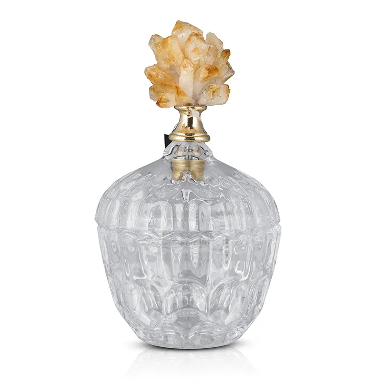 Yase Customized Natural Citrine Crystal Glass Jar Gift Box Storage for Birthday/Wedding/Home Decoration