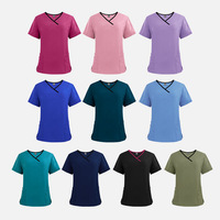 Prestatie Gezondheidswerker Zwarte V-Hals Mannen Scrubs Uniformen Set Modieuze Spa Kliniek Tandheelkundig Ziekenhuis Uniform Korte Mouwen