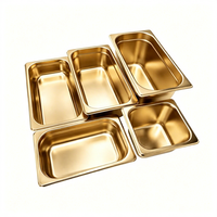 Goldene Edelstahl-Dampftischpfanne Stapelbare Gastronorm GN-Pfanne Mit Deckel Kommerzieller Buffet-Catering-Lebensmittelbehälter