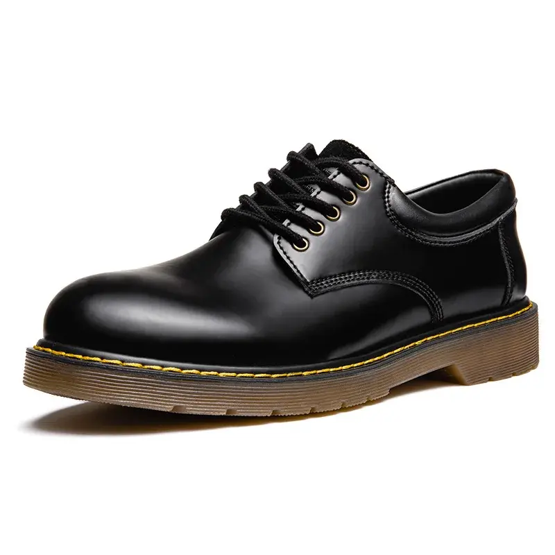حذاء برقبة إيطالي رسمي أسود للرجال من جلد مادن في الهواء الطلق بتصميم أصلي
