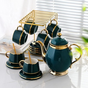 Ins ชุดกาแฟและชาเซรามิกสีเขียวแบบนอร์ดิกสุดหรูสำหรับ6คน - Product Image 3