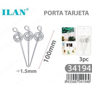 Ilan Porta Tarjeta Porta Biglietti da Visita in Metallo con Nota Musicale 100mm, Confezione da 3 Pezzi - Product Image 1