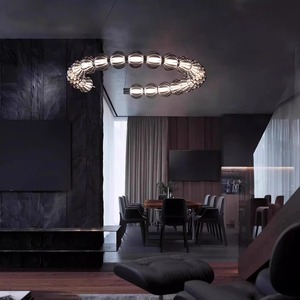 Lámpara de Cristal de Diseño Italiano para Sala de Estar, Estudio, Comedor, Lámpara Colgante sin Parpadeo con Protección Ocular para Mesita de Noche, Perla - Product Image 5