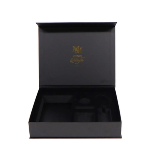 Custom <b>Black</b> Book Shaped Rigid Paper Gift <b>Box</b> Magnetic Flip Closure Cardboard Packaging Matt Lamination Embossing UV Coating - Product Image 3