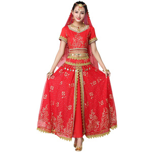 Festival princesa Noble jazmín disfraz indio danza del vientre velo <span class=keywords><strong>Top</strong></span> pantalones accesorios conjunto árabe Halloween Cosplay Bollywood - Product Image 2