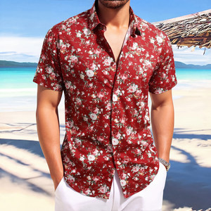 Chemises rouges délavées pour hommes Summer Sundays, style western, en coton, boutonnées, 1166 - Product Image 2