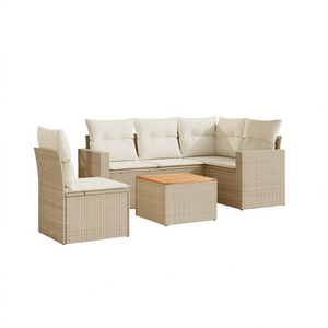 Ensemble de canapés de jardin en rotin beige 4 places, résistant aux intempéries, mobilier d'extérieur au design contemporain - Product Image 1