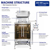 Machine de remplissage et d'emballage automatique à grande vitesse à 10 voies pour liquides et pâtes en sachet stick, pour sauce tomate, miel, vinaigrette