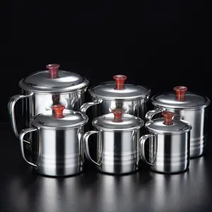 7/8/9/10/11/12 cm Coffee Tea Leaf Cup with Lid Anti-scalding Handle Anti-drop Mug Outdoor BBQ Party Reusable Cups
