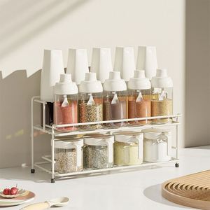 Double Tier Stainless Steel Multifunction <b>Kitchen</b> Spice <b>Storage</b> Rack with Standing Design - Product Image 4