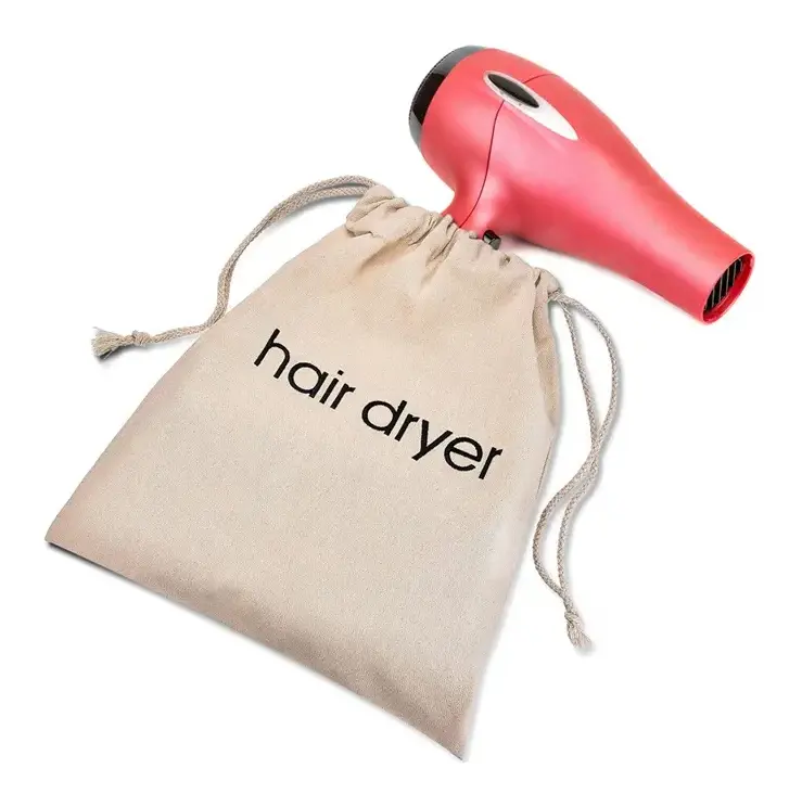 Benutzer definierte Logo Leinwand Baumwolle Haartrockner Tasche Aufbewahrung beutel Zugseil Einfache Geschenkt üten Eco Faltbare Frosted Draw string Staubbeutel