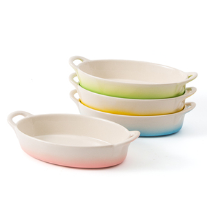 Plat <span class=keywords><strong>de</strong></span> cuisson ovale en céramique avec poignées, pour pommes <span class=keywords><strong>de</strong></span> terre, fromage, pâtes, plat <span class=keywords><strong>gratin</strong></span>é en porcelaine - Product Image 1