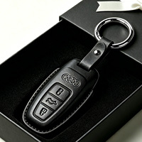 Housse de clé pour Audi avec porte-clés, compatible avec Audi A3 A4 A6 A7 A8 Q7 Q8 S3 TT R8 S6 RS6 RS7, étui de protection pour clés intelligentes en cuir