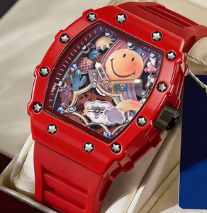 Relojes de Cuarzo para Hombre de Diseño Personalizado al por Mayor de Fábrica RM, Relojes Vintage con Carátula de Aleación en Forma de Sonrisa, Correa de Silicona, Resistentes al Agua - Product Image 3