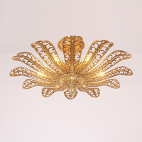 Lampes de plafond décoratives vintage en laiton, style rococo, feuilles classiques, bronze antique, éclairage