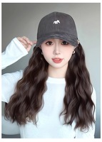 Perruque synthétique naturelle courte et longue bouclée, ondulée, avec casquette de baseball réglable sans colle, style BOBO, pour jeunes filles