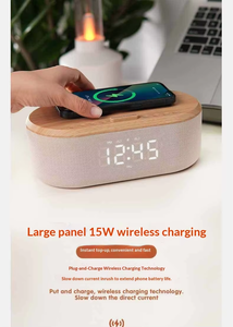Appareil audio de chevet tout-en-un : haut-parleur <span class=keywords><strong>Bluetooth</strong></span>, chargeur sans fil, <span class=keywords><strong>réveil</strong></span>, machine à bruit blanc, veilleuse pour chambre à coucher - Product Image 4