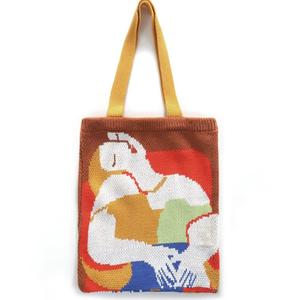 Estate stile francese nuovo Design lavorato a maglia bella Sleep Lady Book Tote Bag artistica <span class=keywords><strong>uncinetto</strong></span> grande capacità Shopping quotidiano borsa - Product Image 1
