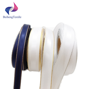 Pita Sutra Glitter Emas Biru Keluaran Baru Tepi Grosgrain untuk Pohon Natal - Product Image 5