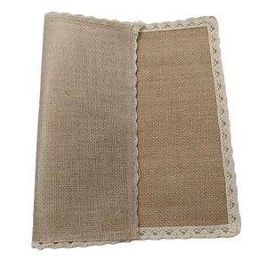 JIAHE 100% tovaglietta di iuta laminata iuta intrecciata quadrata in juta naturale con bordi in pizzo copertura ecologica impermeabile - Product Image 3