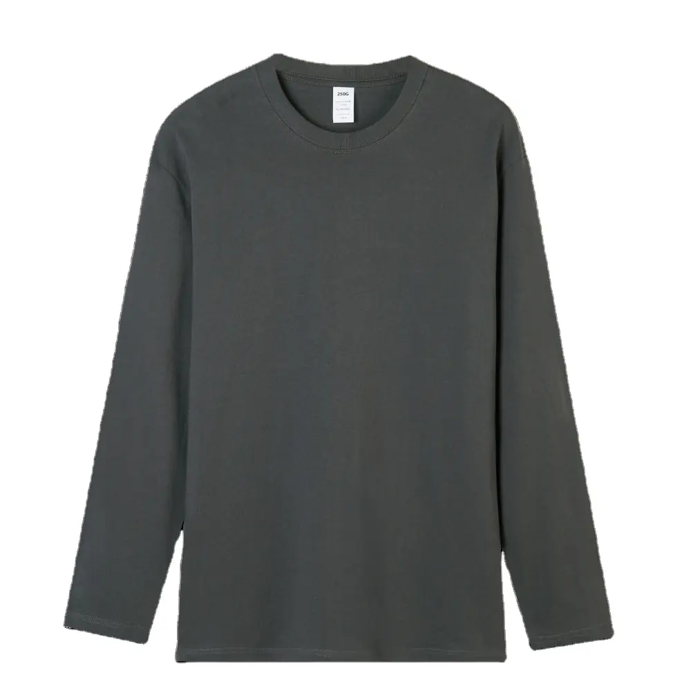 Özel erkek rahat 100% pamuklu uzun kollu tişört T-Shirt Unisex triko boş tasarım T-Shirt
